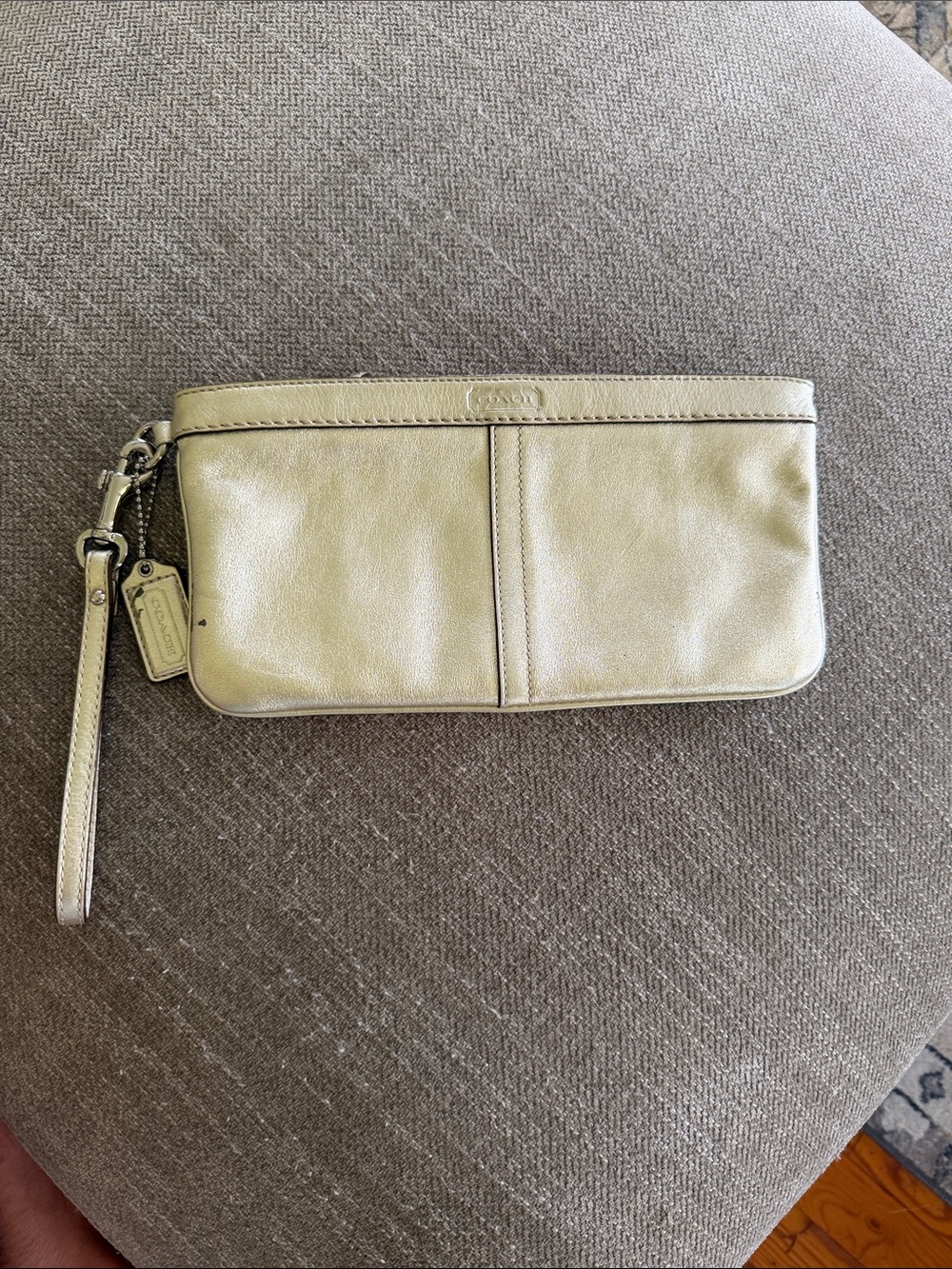 Coach Metallic Gold Leather Evening Wristlet Clutch with Wrist Strap